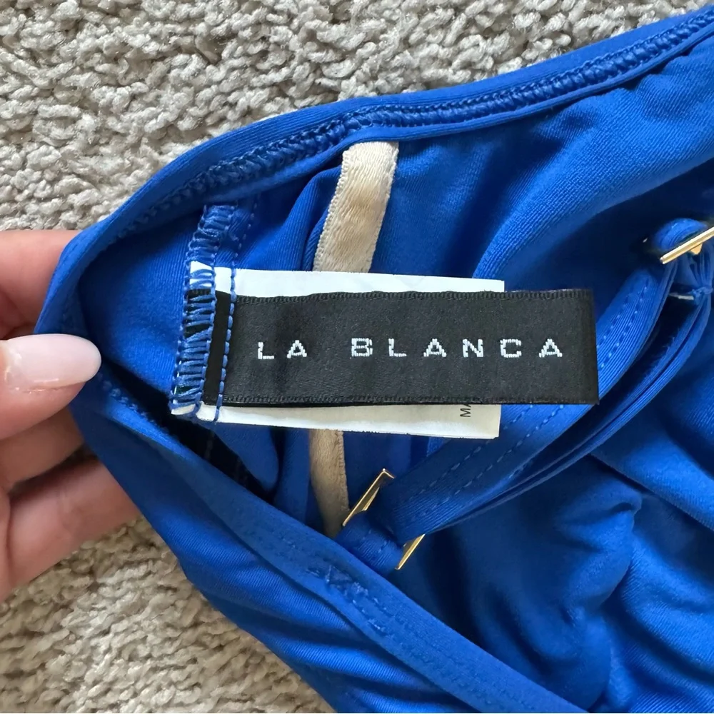 La Blanca Vibrant Blue Bikini Top with Gold Details - Picture 3 of 4
